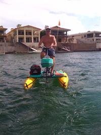 Ready for summer fun on a hydrobike paddle boat