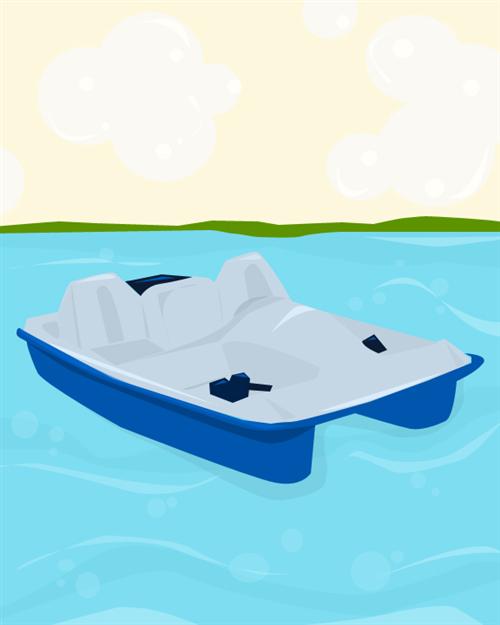 This is an original piece of artwork featuring a paddle boat done by catsplamo