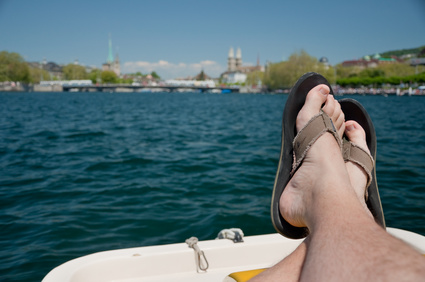 Relaxing while fishing with a pedal boat